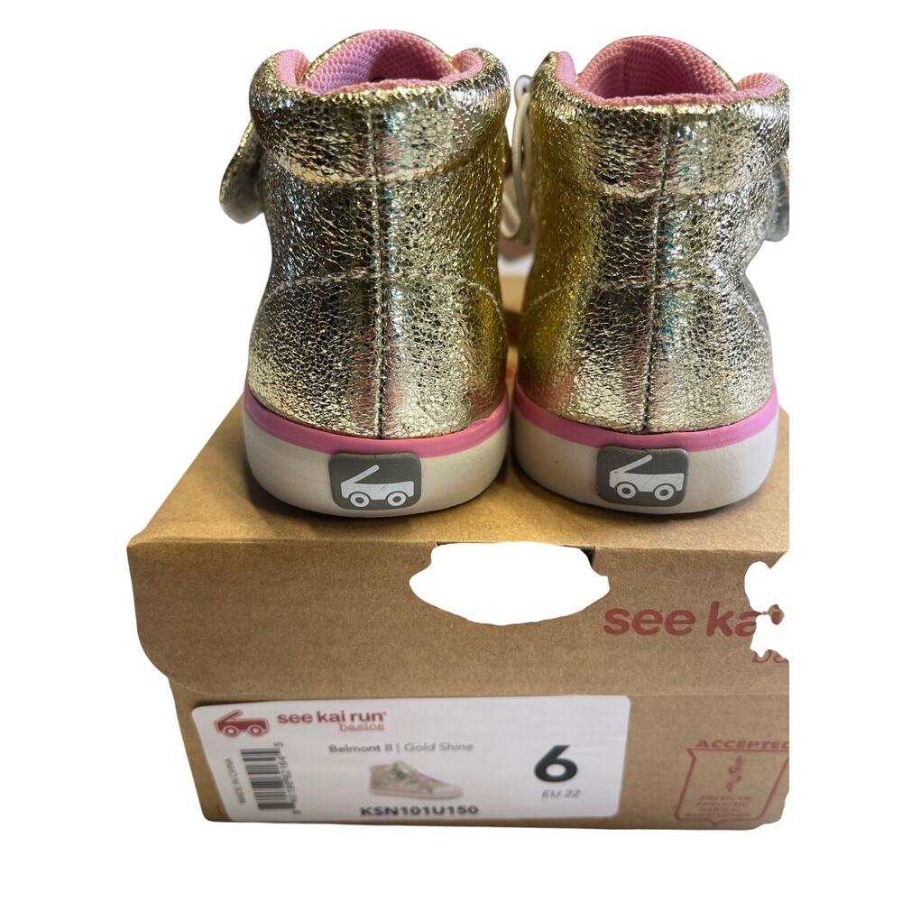 Run Kai Basics Belmont II Gold Shine Toddler Girl Size 6 (EU 22) - Picture 3 of 5